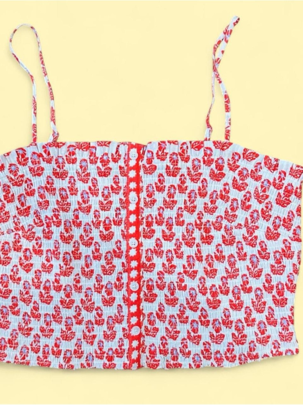 Roller Rabbit Red Floral Smocked Camisole